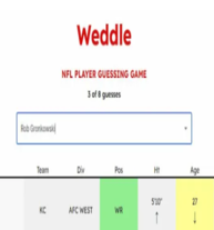 weddle nfl wordle game play